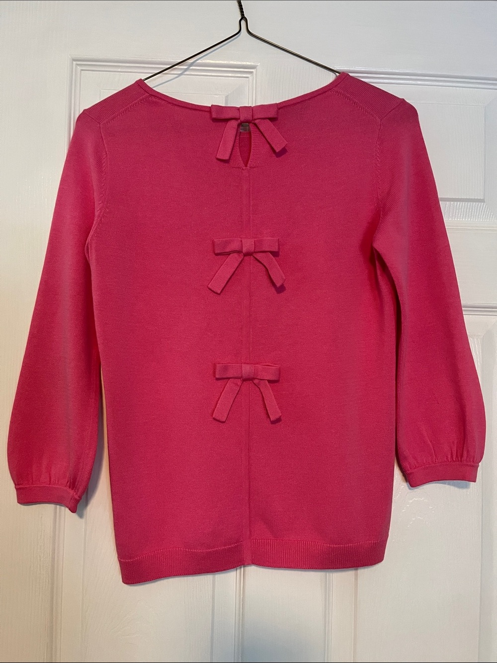 Talbots Bright Pink Bow-Back Crewneck Sweater